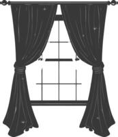 Silhouette aesthetic window with curtain black color only vector