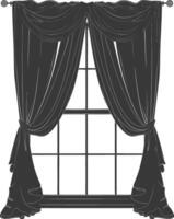 Silhouette aesthetic window with curtain black color only vector