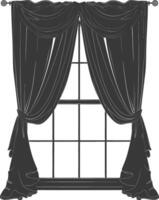 Silhouette aesthetic window with curtain black color only vector