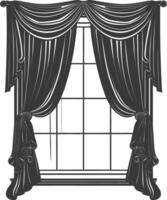 Silhouette aesthetic window with curtain black color only vector