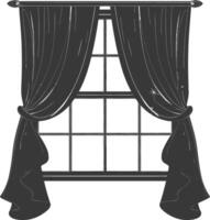 Silhouette aesthetic window with curtain black color only vector