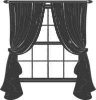 Silhouette aesthetic window with curtain black color only vector