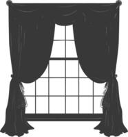 Silhouette aesthetic window with curtain black color only vector