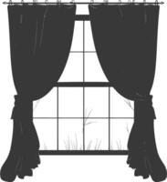 silueta estético ventana con cortina negro color solamente vector