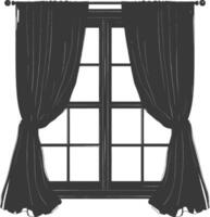 Silhouette aesthetic window with curtain black color only vector