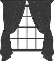 Silhouette aesthetic window with curtain black color only vector