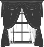 Silhouette aesthetic window with curtain black color only vector