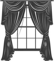 Silhouette aesthetic window with curtain black color only vector