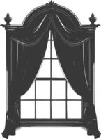 Silhouette aesthetic window with curtain black color only vector