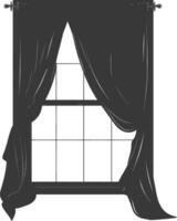 silueta estético ventana con cortina negro color solamente vector