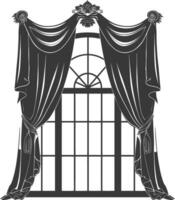 Silhouette aesthetic window with curtain black color only vector