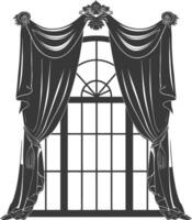 Silhouette aesthetic window with curtain black color only vector