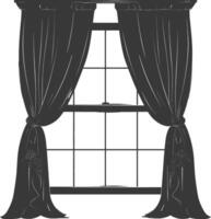 Silhouette aesthetic window with curtain black color only vector