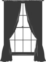 Silhouette aesthetic window with curtain black color only vector