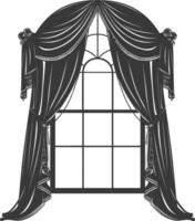 Silhouette aesthetic window with curtain black color only vector