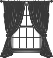 Silhouette aesthetic window with curtain black color only vector