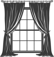 Silhouette aesthetic window with curtain black color only vector