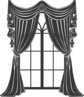Silhouette aesthetic window with curtain black color only vector
