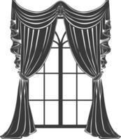 Silhouette aesthetic window with curtain black color only vector