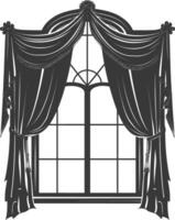 Silhouette aesthetic window with curtain black color only vector