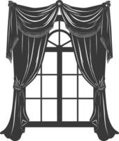 Silhouette aesthetic window with curtain black color only vector