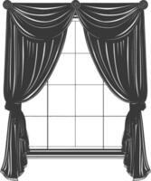 Silhouette aesthetic window with curtain black color only vector