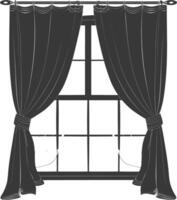 Silhouette aesthetic window with curtain black color only vector