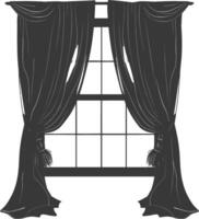 Silhouette aesthetic window with curtain black color only vector