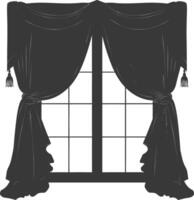 Silhouette aesthetic window with curtain black color only vector