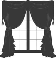 Silhouette aesthetic window with curtain black color only vector