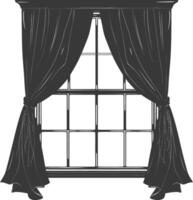 Silhouette aesthetic window with curtain black color only vector