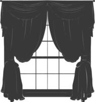 Silhouette aesthetic window with curtain black color only vector