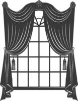 Silhouette aesthetic window with curtain black color only vector