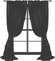 Silhouette aesthetic window with curtain black color only vector