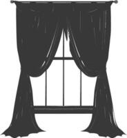 Silhouette aesthetic window with curtain black color only vector