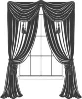 Silhouette aesthetic window with curtain black color only vector