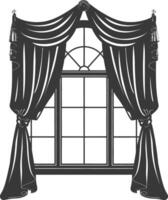 Silhouette aesthetic window with curtain black color only vector