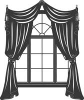 Silhouette aesthetic window with curtain black color only vector