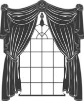 Silhouette aesthetic window with curtain black color only vector