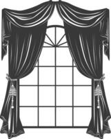 Silhouette aesthetic window with curtain black color only vector