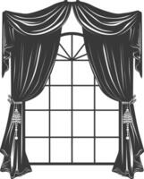 Silhouette aesthetic window with curtain black color only vector