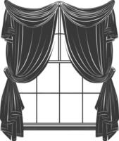 Silhouette aesthetic window with curtain black color only vector