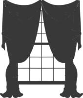 Silhouette aesthetic window with curtain black color only vector