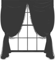 Silhouette aesthetic window with curtain black color only vector