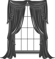 Silhouette aesthetic window with curtain black color only vector