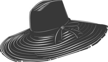 Silhouette beach hat black color only vector