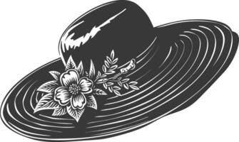 Silhouette beach hat black color only vector