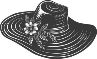 Silhouette beach hat black color only vector