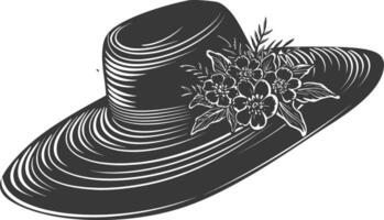 Silhouette beach hat black color only vector