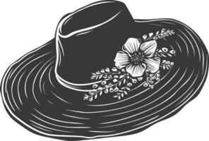 Silhouette beach hat black color only vector